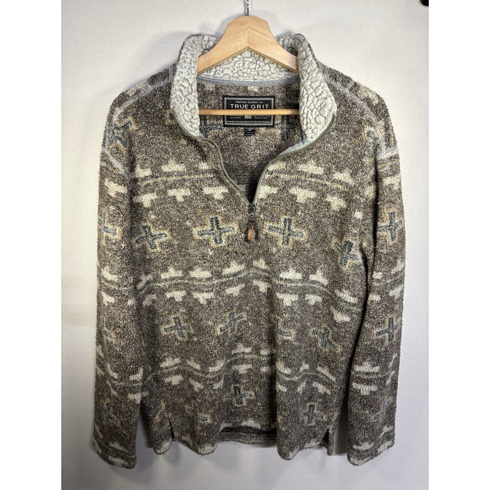 True Grit Quarter Zip Pullover Fleece Sweater Men's  M excellent condition